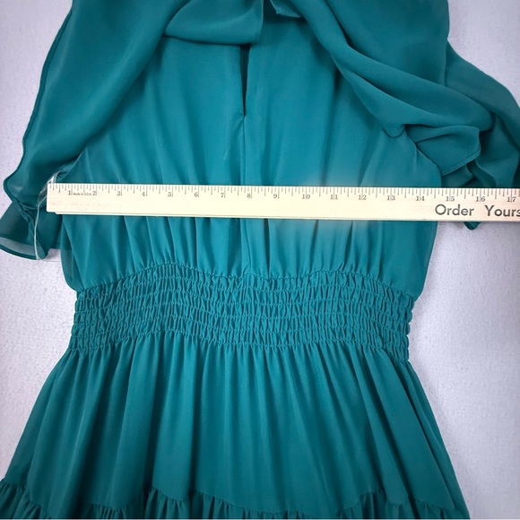 Danny & Nicole Dress Women's Size 6 Teal Midi Dress with Flowy Sleeves Pleated - Picture 11 of 11